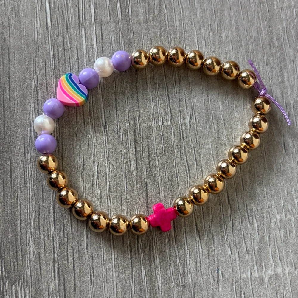 Gold and Purple Beaded Bracelet